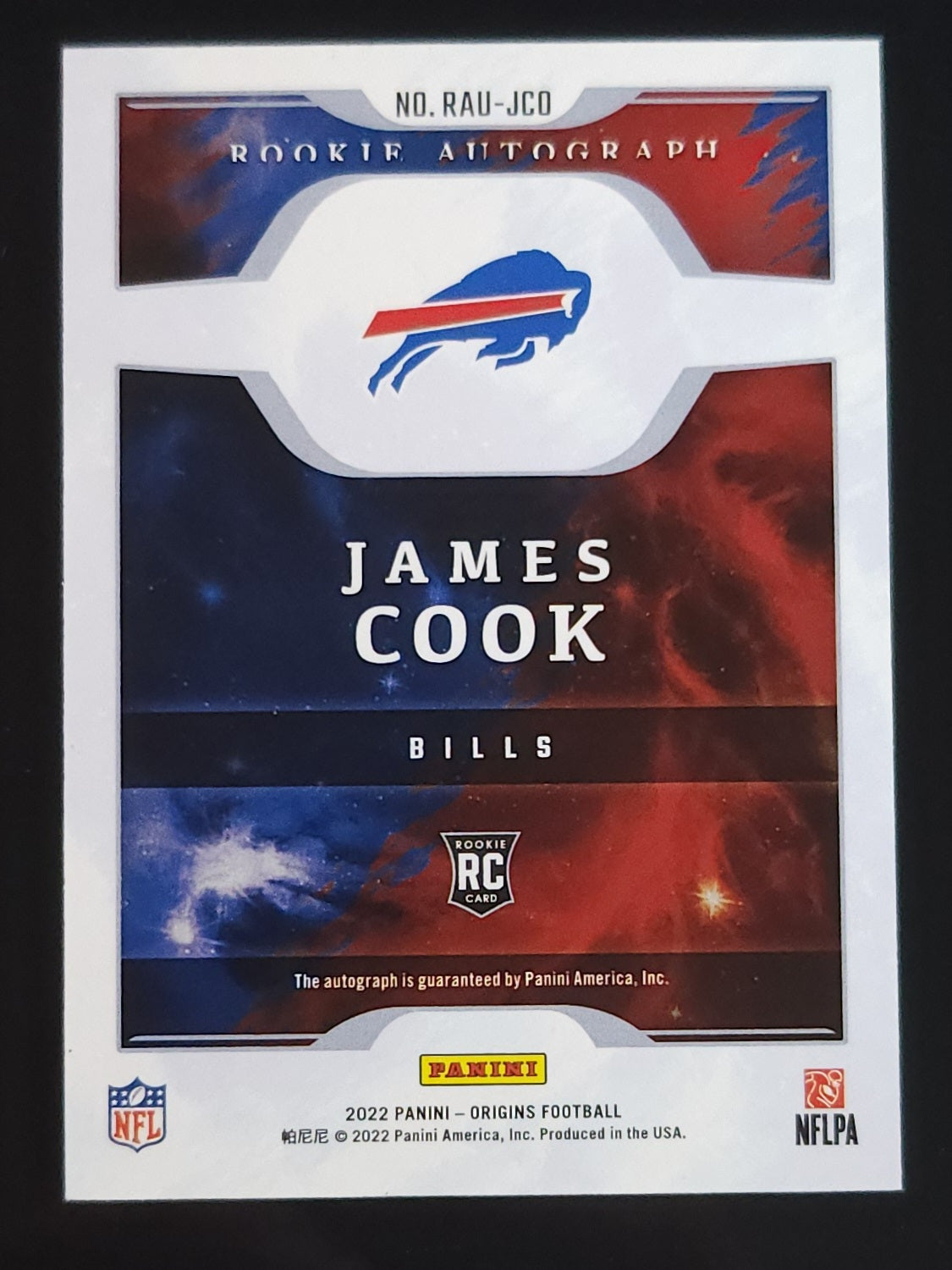 James Cook 2022 Panini Origins RC Auto Red 10/99 #RAU-JCO Bills