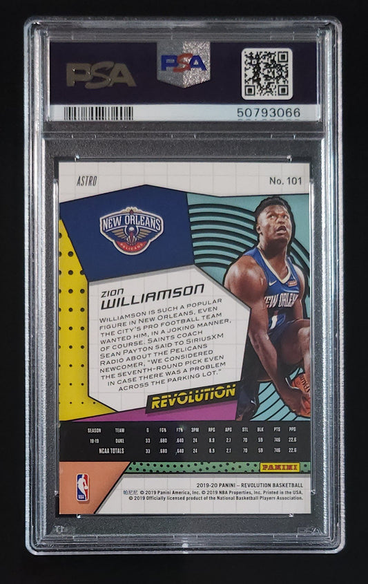 Zion Williamson 2019-20 Panini Revolution RC Astro Parallel #101 PSA 8.5 Pelicans