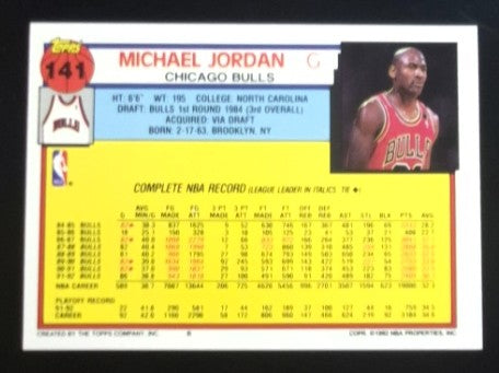 Michael Jordan 1992 Topps 141 Bulls
