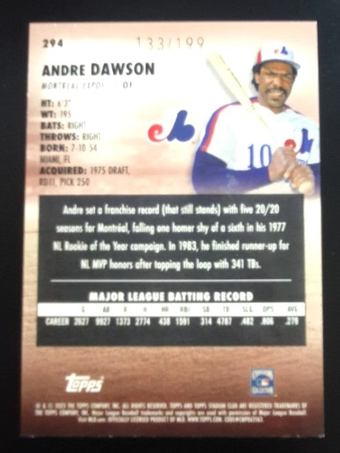 Andre Dawson 2023 Stadium Club Orange Foil 133/199 #294 Expos Cubs