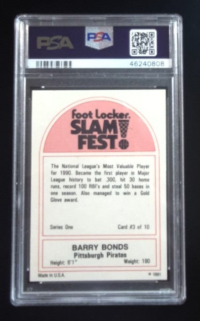 Barry Bonds 1991 Foot Locker Slam Fest #3 PSA 9 Pirates Giants