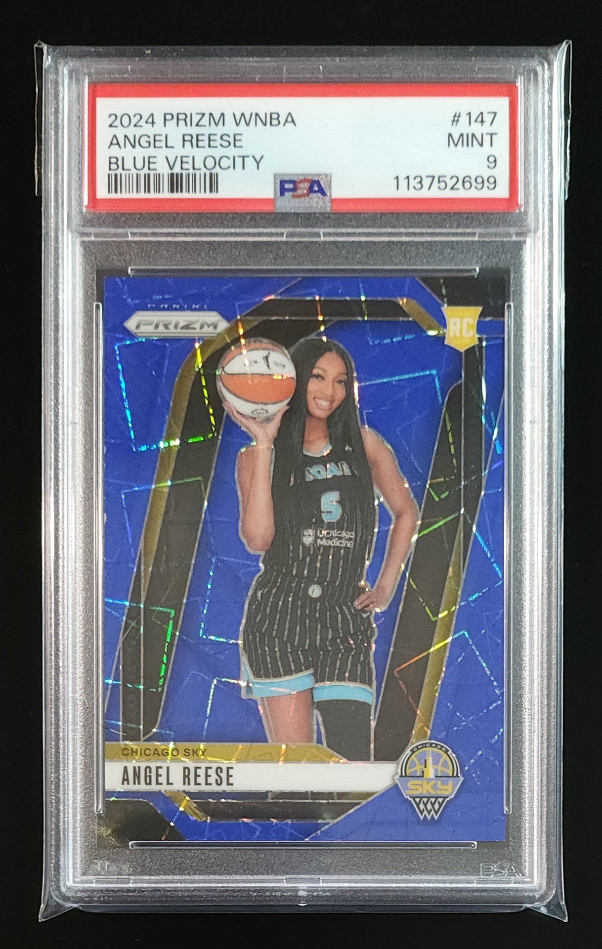 Angel Reese 2024 WNBA Prizm Rookie Blue Velocity #147 PSA 9 Sky