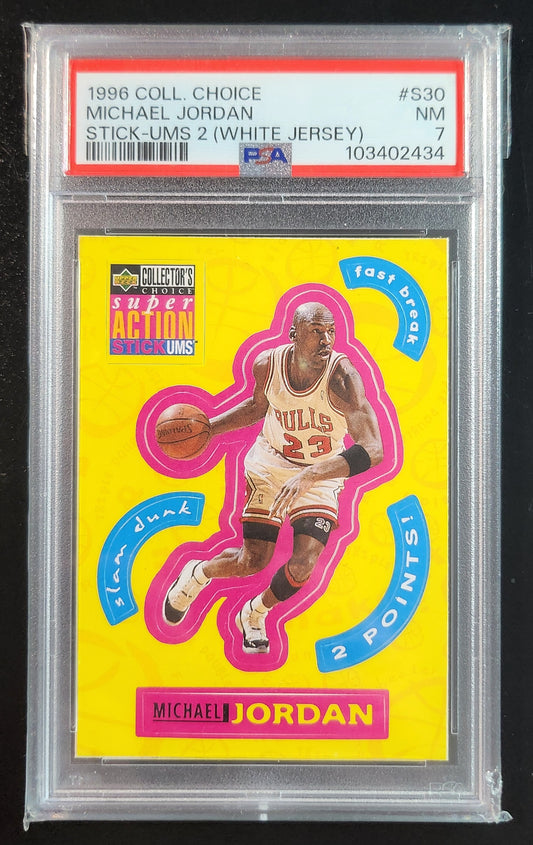Michael Jordan 1996 Upper Deck Collectors Choice Stick-Ums 2 #S30 PSA 7 Bulls