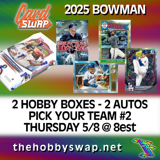 2025 BOWMAN HOBBY BREAK - 2 BOXES - 2 AUTOS - PICK YOUR TEAM #2