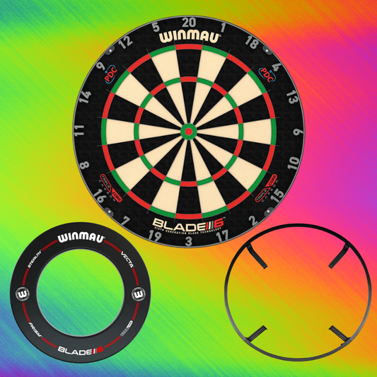 PRO DART SET UP BUNDLE - WINMAU BLADE 6 TRIPLE CORE + CORONA LIGHTING + WINMAU PRO-LINE SURROUND - The Hobby Swap