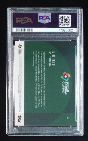 Mike Trout 2023 Topps WBC Global Stars Black Parallel #23 PSA 10 USA Angels - The Hobby Swap