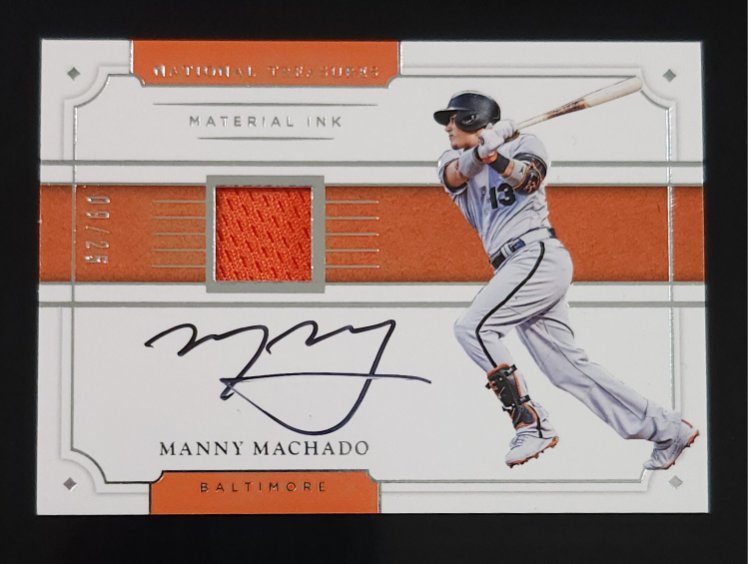 Manny Machado 2017 Panini National Treasure Auto Relic 9/25 #MI-MM Orioles Padres