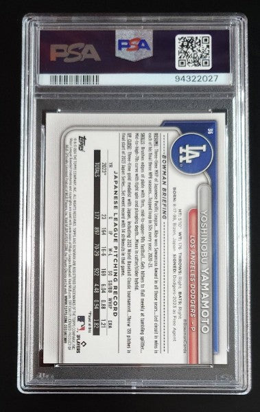 Yoshinobu Yamamoto 2024 Bowman Rookie Card Purple Pattern 42/199 #36 PSA 10 Dodgers - The Hobby Swap