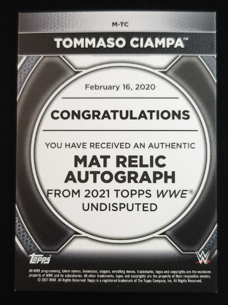 Tommaso Ciampa 2021 Topps Undisputed Auto Mat Relic 8/99 #M-TC WWE
