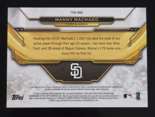 Manny Machado 2019 Topps Triple Threads Auto Triple Relic 6/9 #TTAR-MM2 Orioles Padres