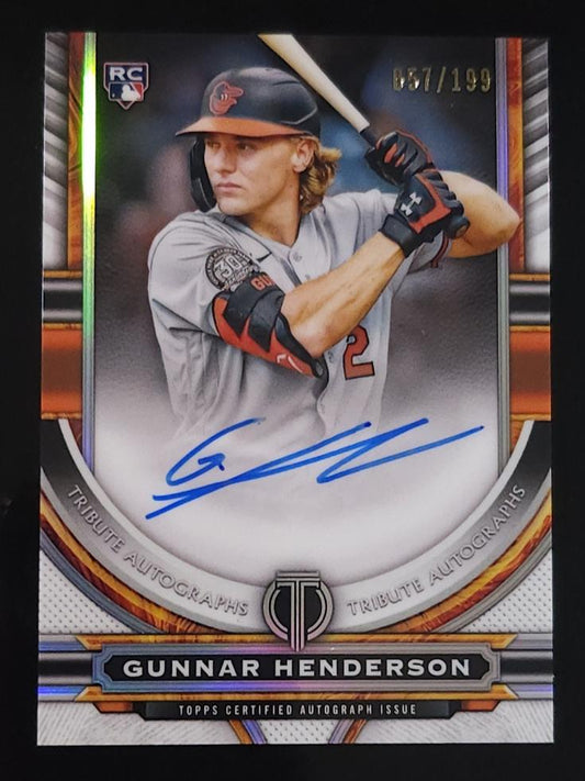 Gunnar Henderson 2023 Topps Tribute RC Auto 57/199 #TA-GH Orioles