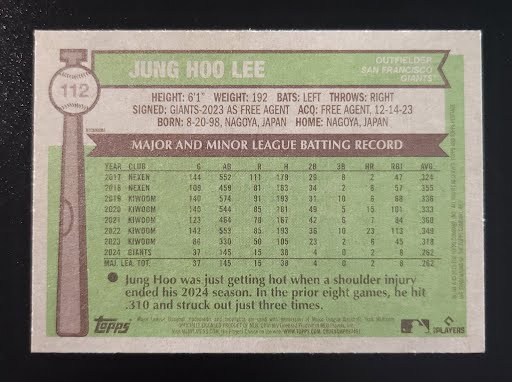 Jung Hoo-Lee 2025 Heritage Nickname Variation #112 Giants