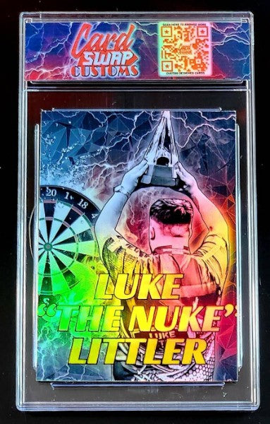 Luke "The Nuke" Littler Fire Custom Art Trading Card in Slab with Custom Tag - The Hobby Swap