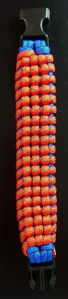 Track Knot Paracord Handmade Bracelet - Red & Blue - Sizes Available