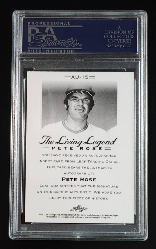 Pete Rose 2012 Leaf Living Legend Auto #AU-15 PSA 8.5 Reds Phillies - The Hobby Swap