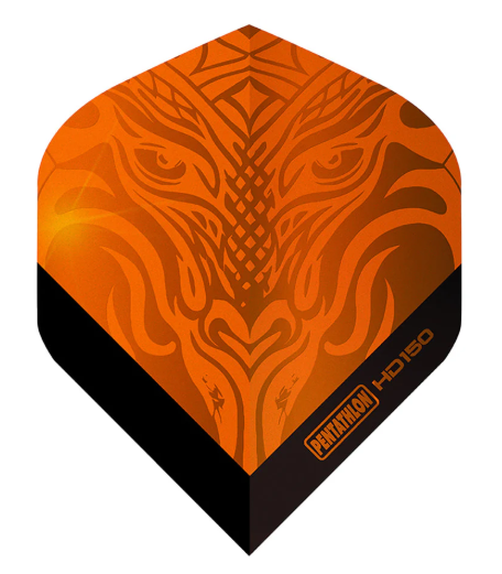 Pentathlon HD150 Holographic Dragon Dart Flights - Standard Orange - Pack of 3 - The Hobby Swap