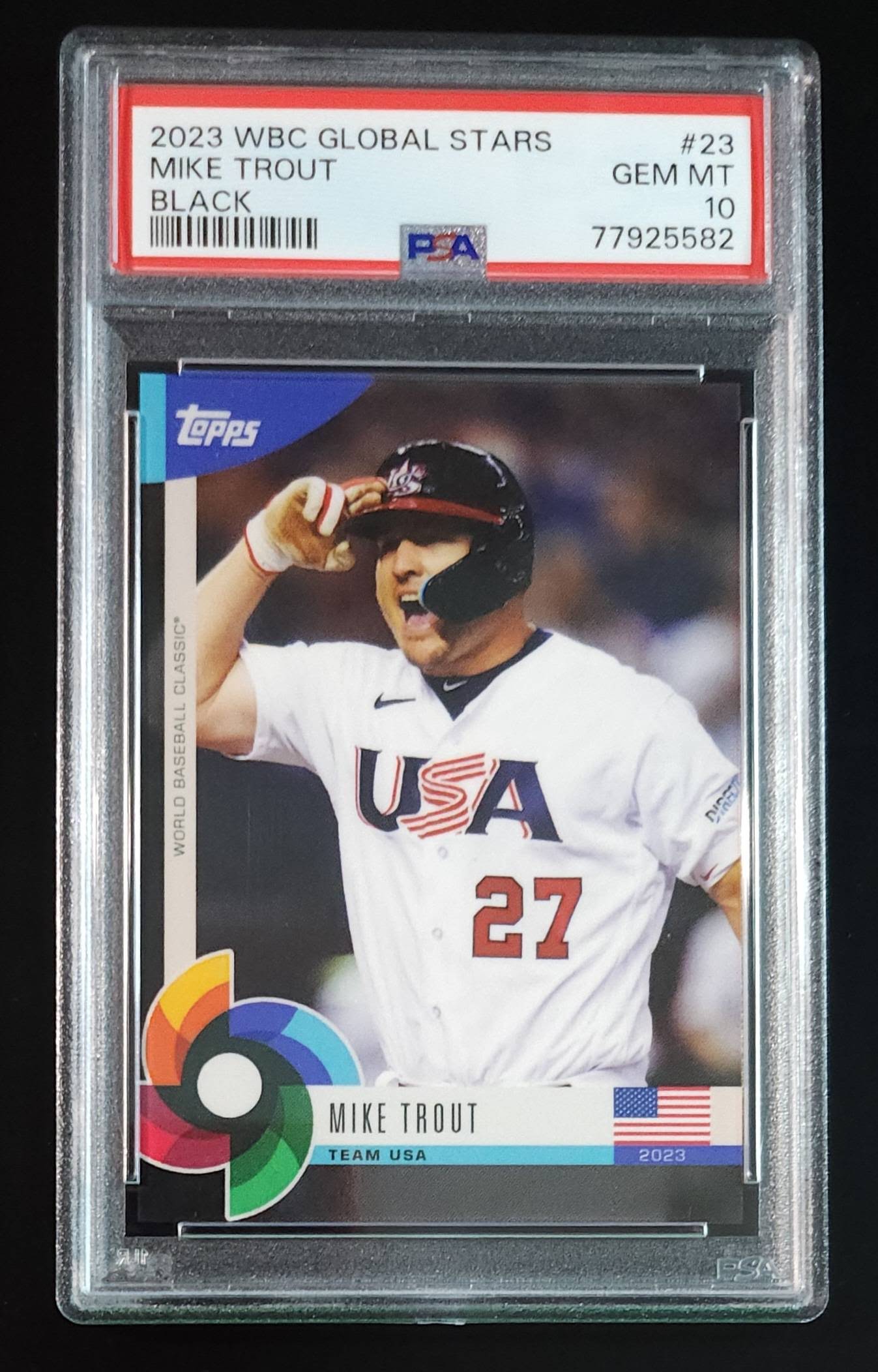 Mike Trout 2023 Topps WBC Global Stars Black Parallel #23 PSA 10 USA Angels - The Hobby Swap