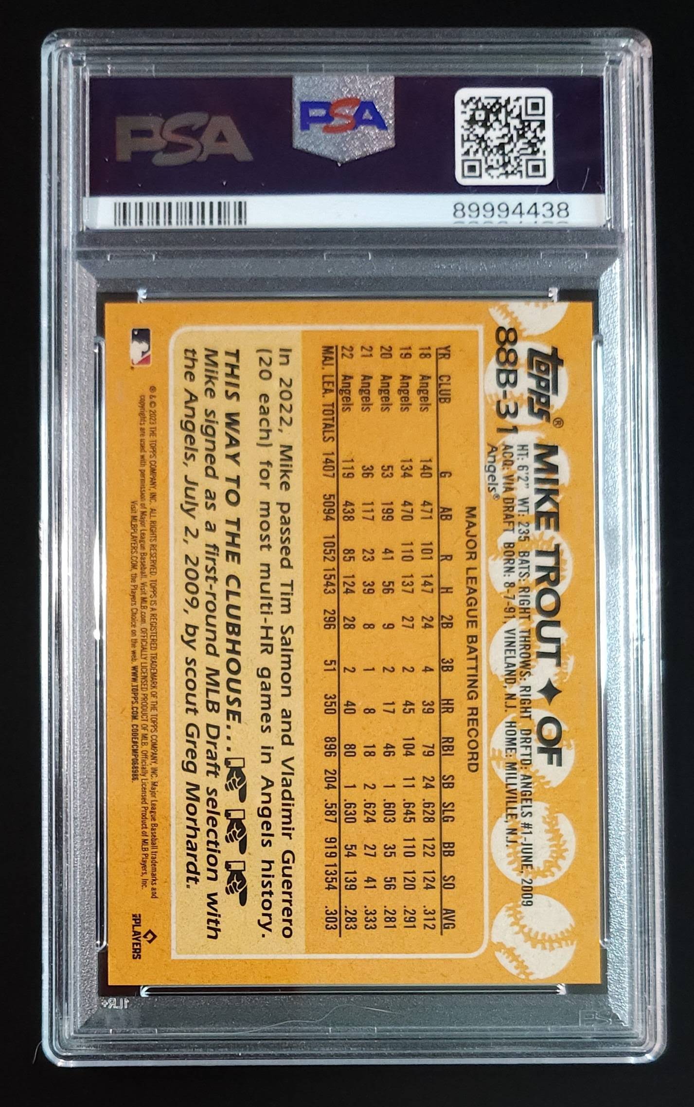 Mike Trout 2023 Topps Japan 1988 Cherry Tree #88B31 PSA 9 Angels - The Hobby Swap