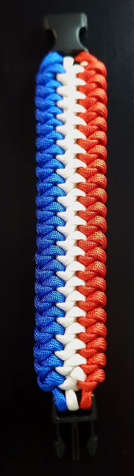 3-Color Mated Snake Knot Paracord Handmade Bracelet - Red White & Blue - Sizes Available