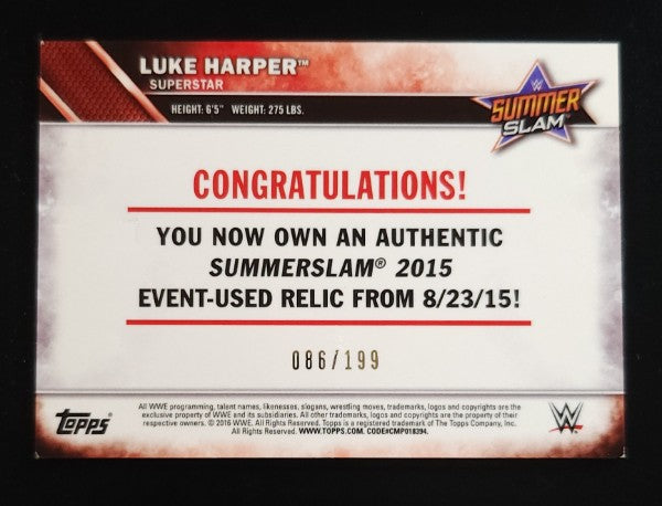 Luke Harper 2016 Topps Mat Relic 86/199 WWE