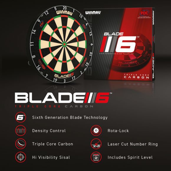 WINMAU BLADE 6 TRIPLE CORE STEEL TIP DARTBOARD - The Hobby Swap