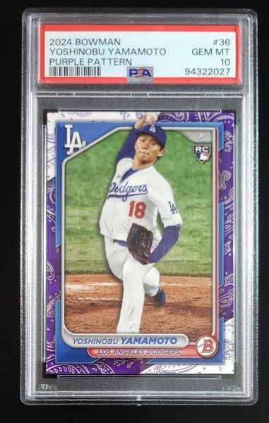 Yoshinobu Yamamoto 2024 Bowman Rookie Card Purple Pattern 42/199 #36 PSA 10 Dodgers - The Hobby Swap