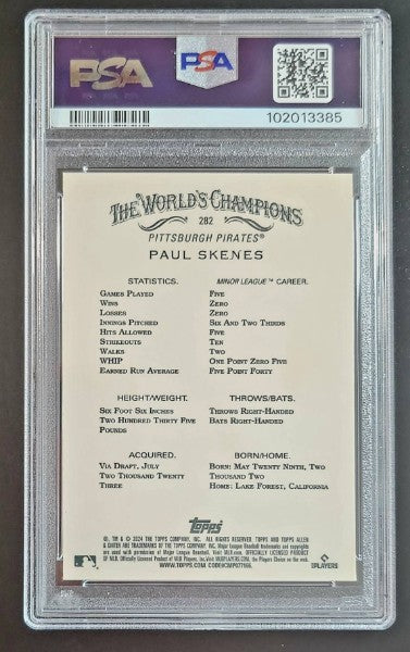 Paul Skenes 2024 Allen & Ginter Rookie Card Chrome #282 PSA 9 Pirates - The Hobby Swap