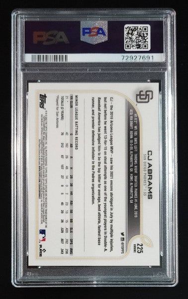 CJ Abrams 2022 Topps Chrome Rookie Card Variation SP #225 PSA 9 Padres Nationals - The Hobby Swap